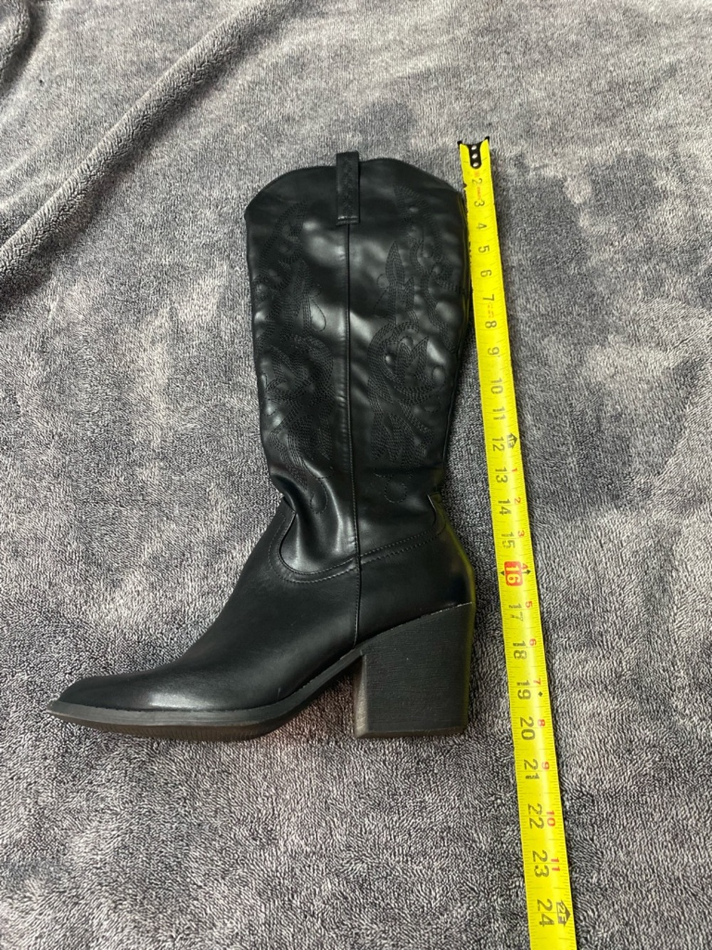 Lulus Black Western Knee-High Embroidered Cowgirl Boots Festival Concert Size 10 - Picture 8 of 10